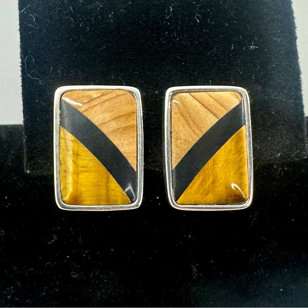 JAY KING DESERT ROSE TRADING Jasper Black Onyx Sterling Silver Clip-on Earrings